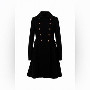 Tahari black wool double breasted peacoat 4
